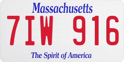 MA license plate 7IW916