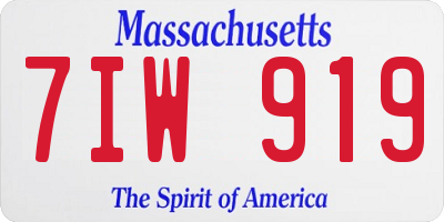 MA license plate 7IW919