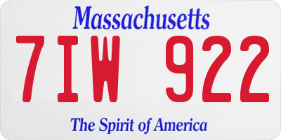 MA license plate 7IW922