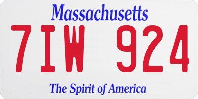 MA license plate 7IW924