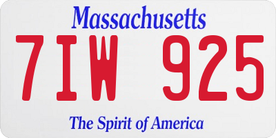 MA license plate 7IW925