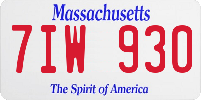 MA license plate 7IW930