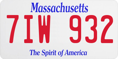 MA license plate 7IW932