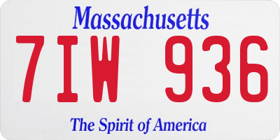 MA license plate 7IW936