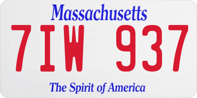 MA license plate 7IW937