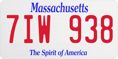 MA license plate 7IW938