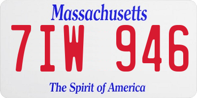 MA license plate 7IW946