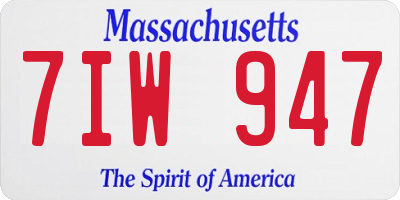 MA license plate 7IW947