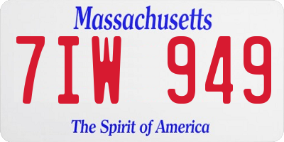 MA license plate 7IW949