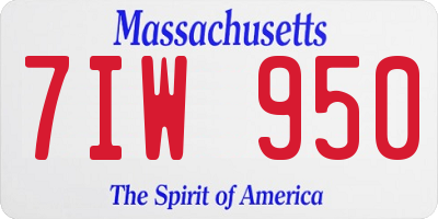 MA license plate 7IW950