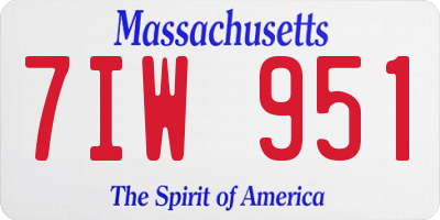 MA license plate 7IW951