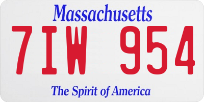 MA license plate 7IW954