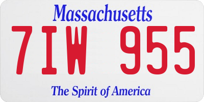 MA license plate 7IW955