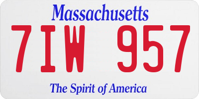 MA license plate 7IW957