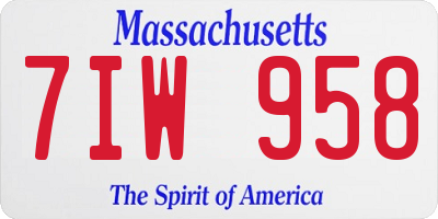 MA license plate 7IW958