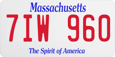 MA license plate 7IW960