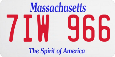 MA license plate 7IW966