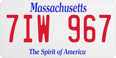 MA license plate 7IW967