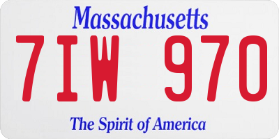 MA license plate 7IW970
