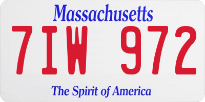 MA license plate 7IW972