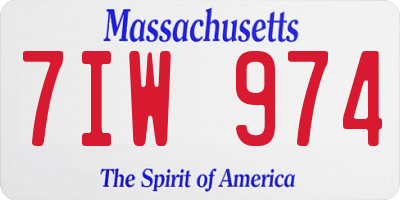MA license plate 7IW974