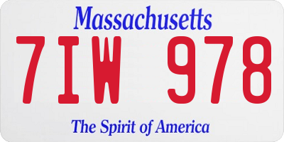 MA license plate 7IW978