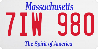 MA license plate 7IW980