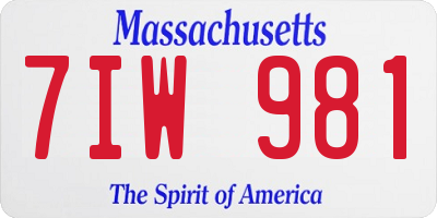 MA license plate 7IW981