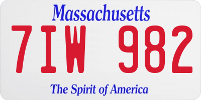 MA license plate 7IW982