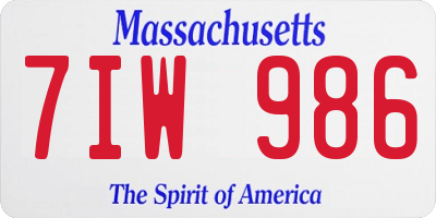 MA license plate 7IW986