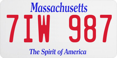 MA license plate 7IW987