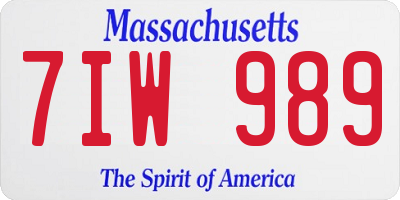 MA license plate 7IW989