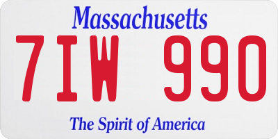 MA license plate 7IW990