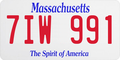 MA license plate 7IW991