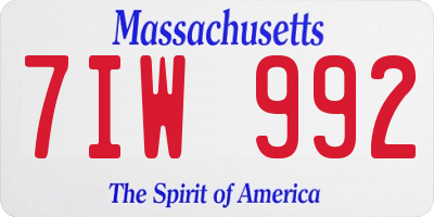 MA license plate 7IW992