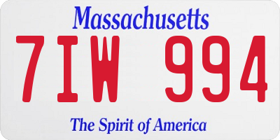 MA license plate 7IW994