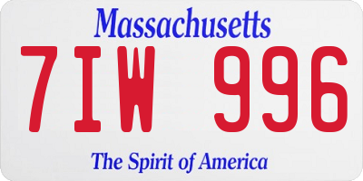 MA license plate 7IW996