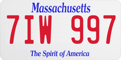 MA license plate 7IW997