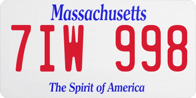 MA license plate 7IW998