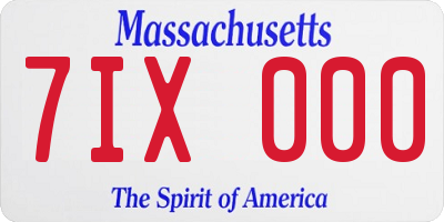 MA license plate 7IX000