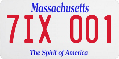 MA license plate 7IX001