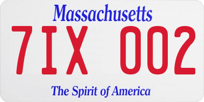 MA license plate 7IX002