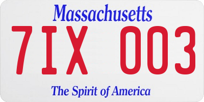 MA license plate 7IX003