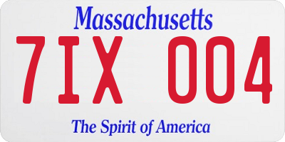 MA license plate 7IX004