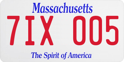 MA license plate 7IX005