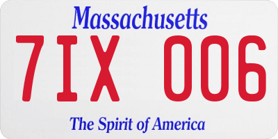 MA license plate 7IX006