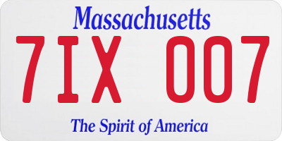 MA license plate 7IX007