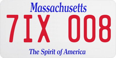 MA license plate 7IX008
