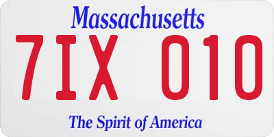 MA license plate 7IX010