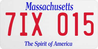 MA license plate 7IX015